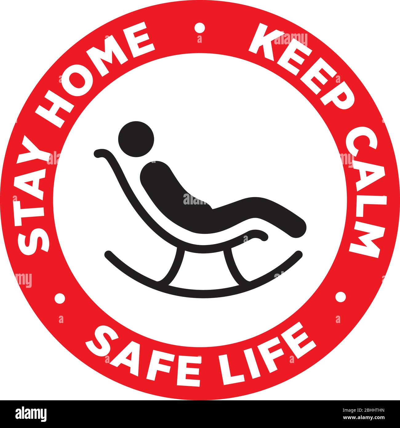 Stay Home Schilder oder Aufkleber für helfen, das Risiko des Fangen Coronavirus Covid-19 zu reduzieren. Vektorzeichen. Stock Vektor