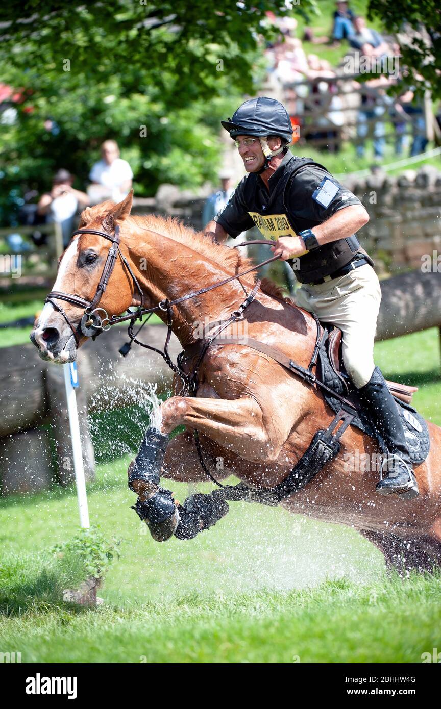 Neuseeland-Fahrer Andrew Nicolson auf Nereo bei den Bramham International Horse Trials 2009. Stockfoto