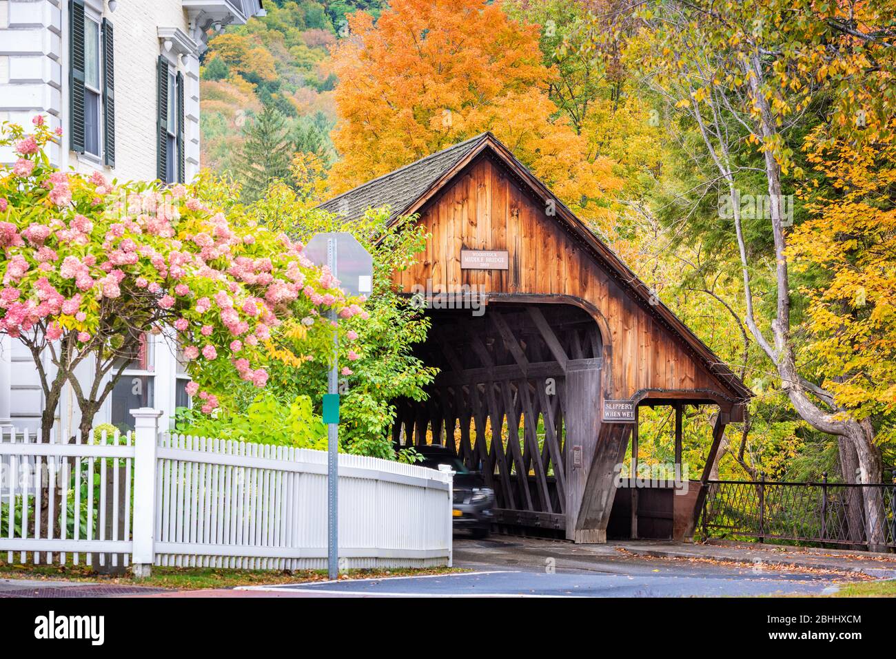 Woodstock, Vermont, USA Middle Covered Bridge. Stockfoto