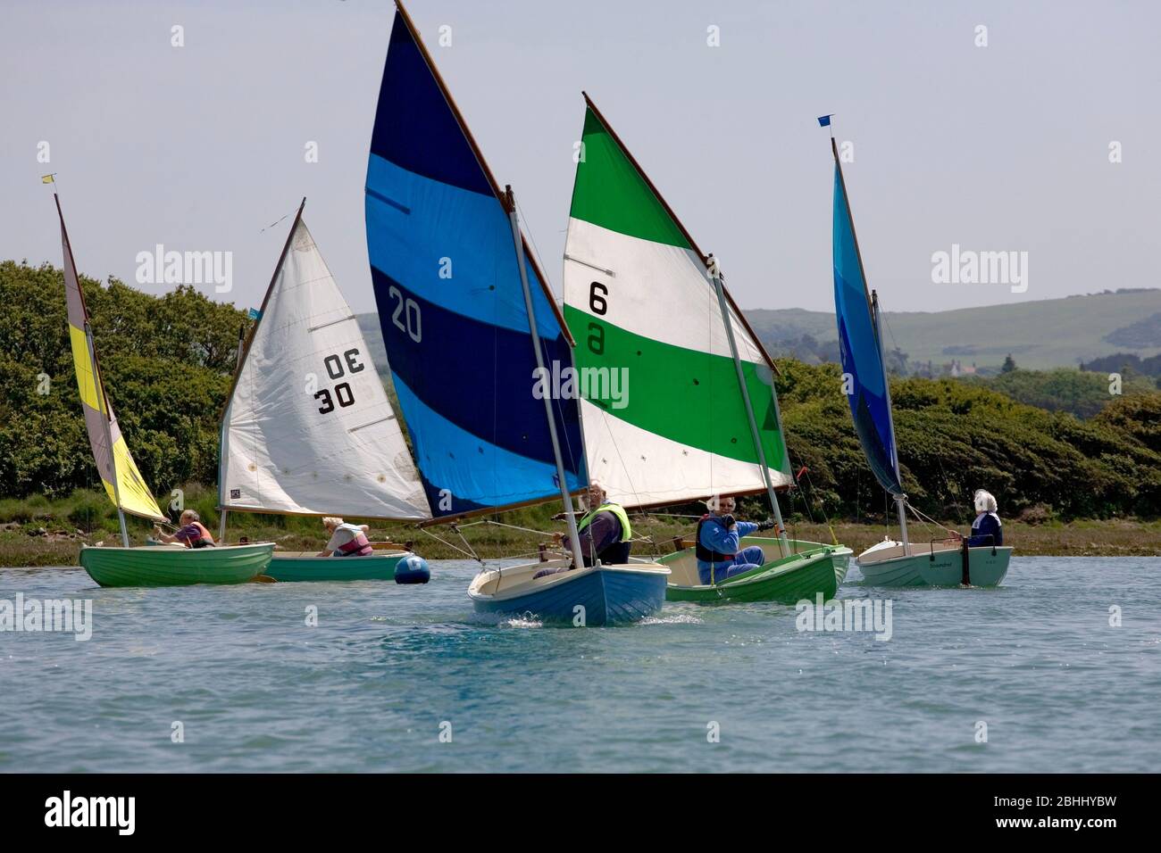 Auf der Isle of Wight, dem Fluss Yar, können Sie auf den Skirennen Rennen machen Stockfoto