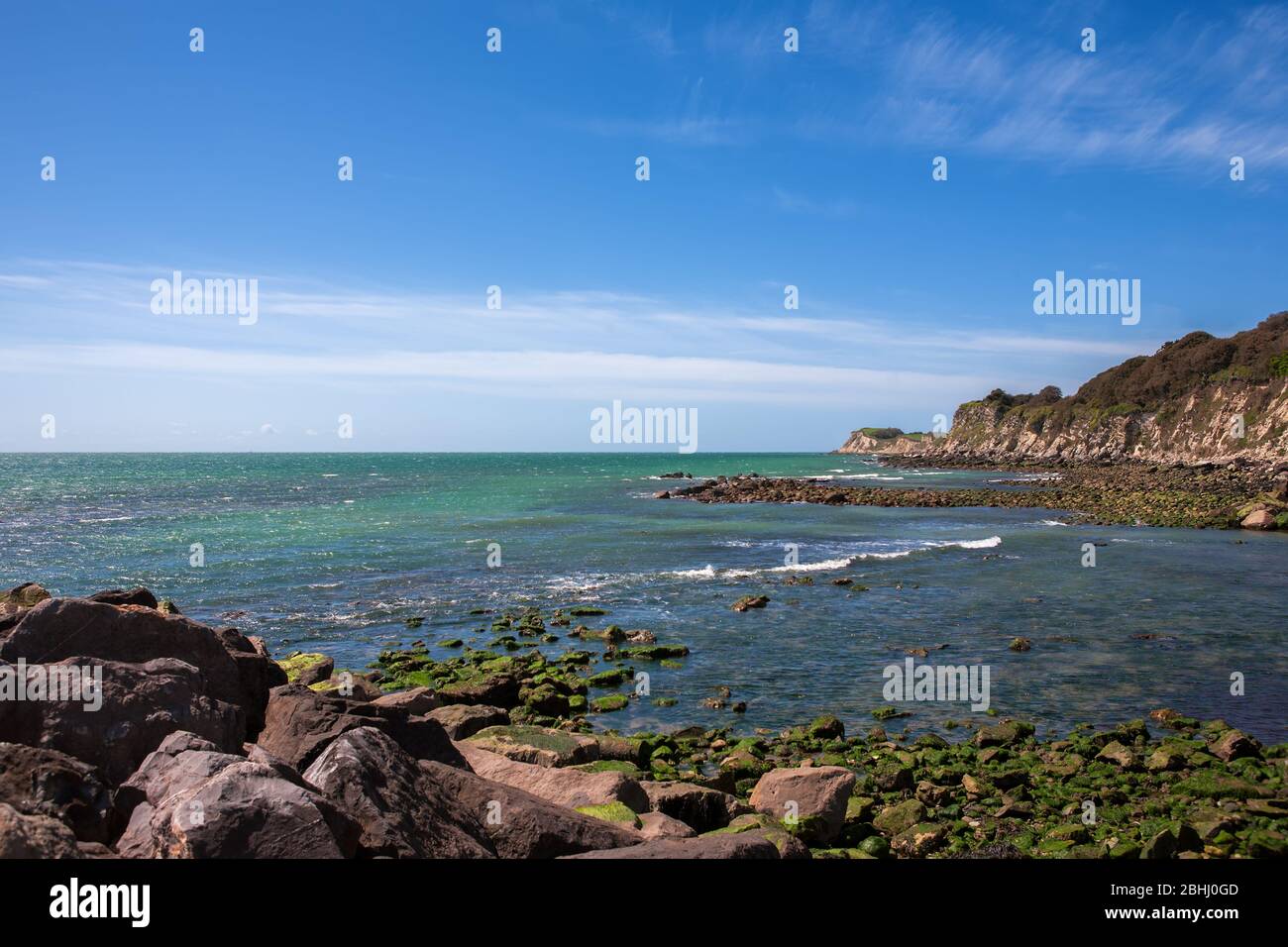 Ebbe bei Steephill Cove, Isle of Wight, England, Großbritannien Stockfoto