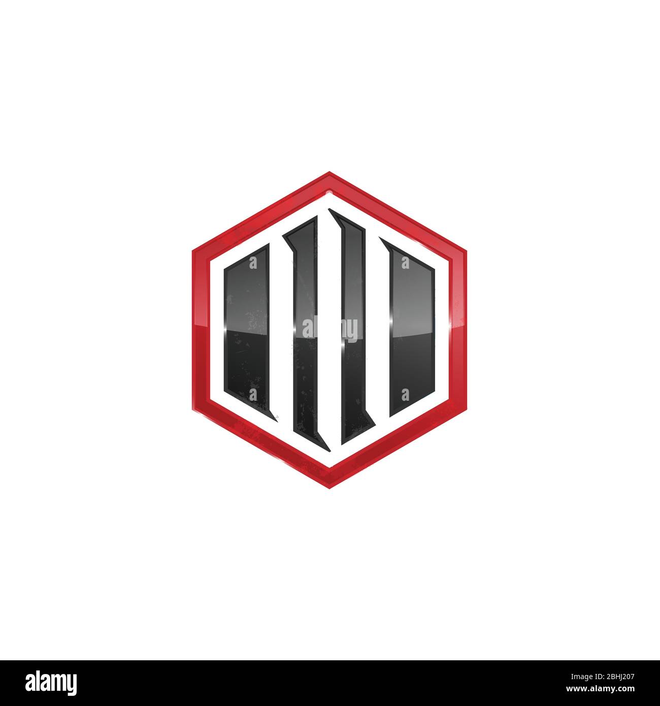 Abstrakt glänzend sechseckige Form Logo-Design-Bild isoliert auf einem weißen Hintergrund Stock Vektor