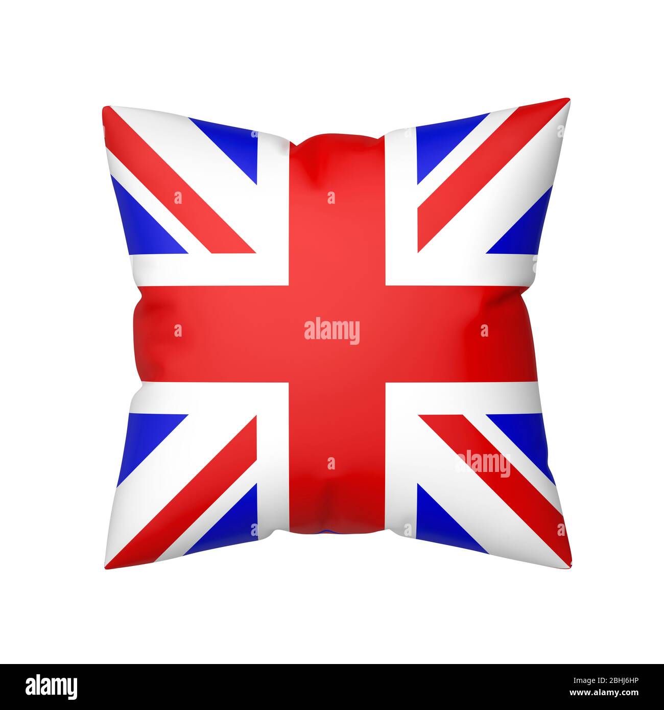 Kissen mit der Flagge des Vereinigten Königreichs, isoliert auf weißem Hintergrund Stockfoto