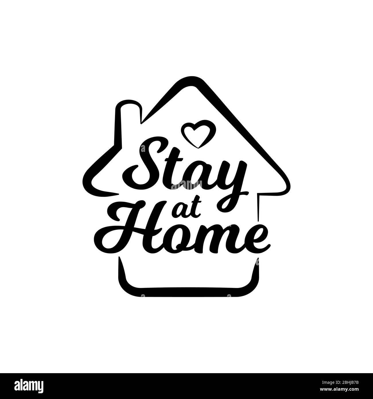 Haus mit Text 'Stay Home', Logo-Design im Zusammenhang mit Coronavirus Ausbruch Stockfoto