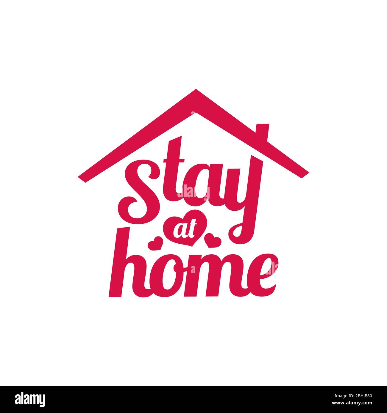 Haus mit Text 'Stay Home', Logo-Design im Zusammenhang mit Coronavirus Ausbruch Stockfoto