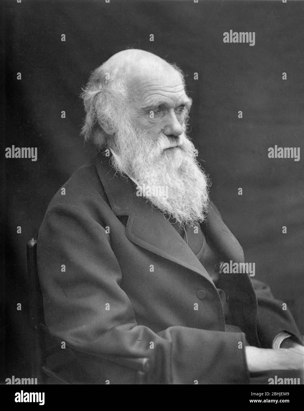 Foto von Charles Darwin, aufgenommen von seinem Sohn Leonard um 1874, als Darwin Mitte der sechziger Jahre war. Es erschien in "Charles Darwin. A Paper trug zu den Transaktionen der Shropshire Archaeological Society' von Edward Woodall 1884. Stockfoto