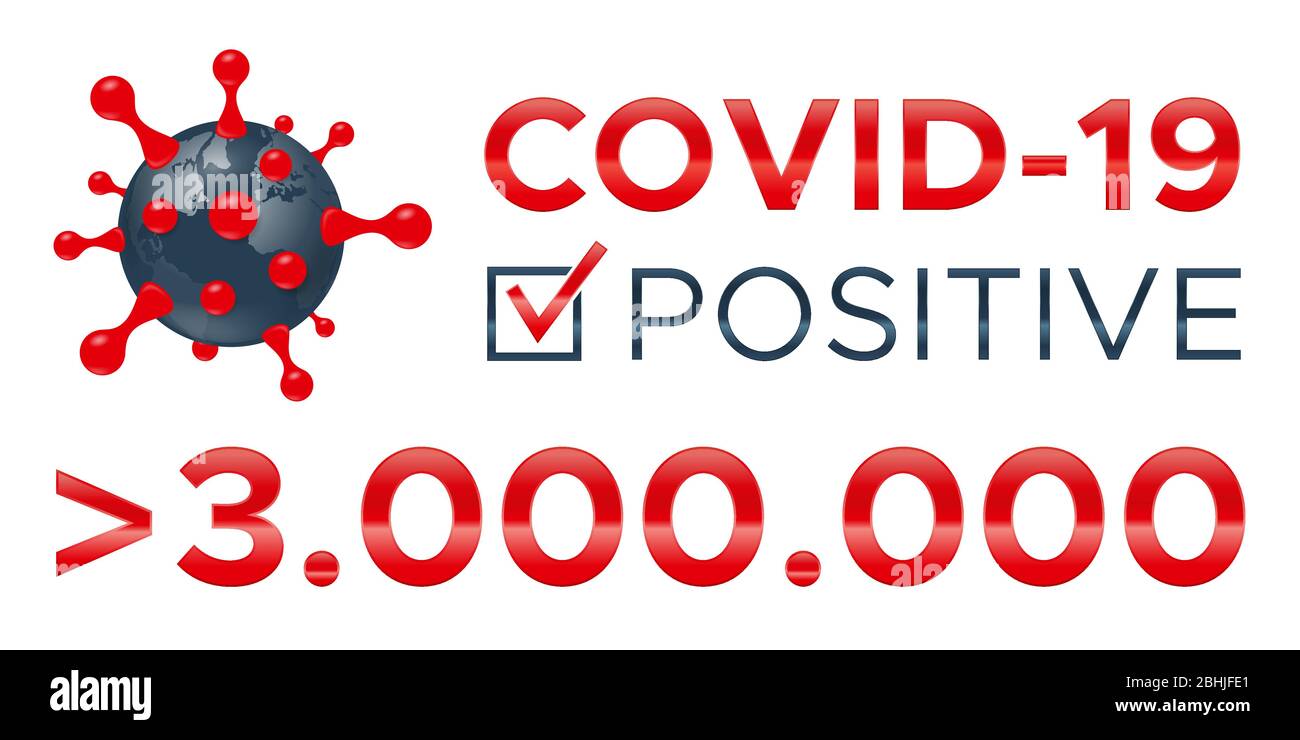 Positiver Test für COVID-19 mehr als 3 Millionen Stock Vektor