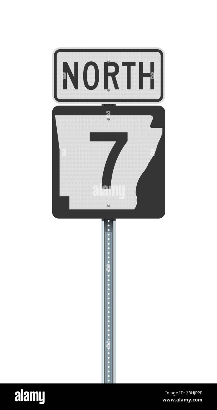 Vektordarstellung des Arkansas State Highway Straßenschilds auf Metallpfosten Stock Vektor
