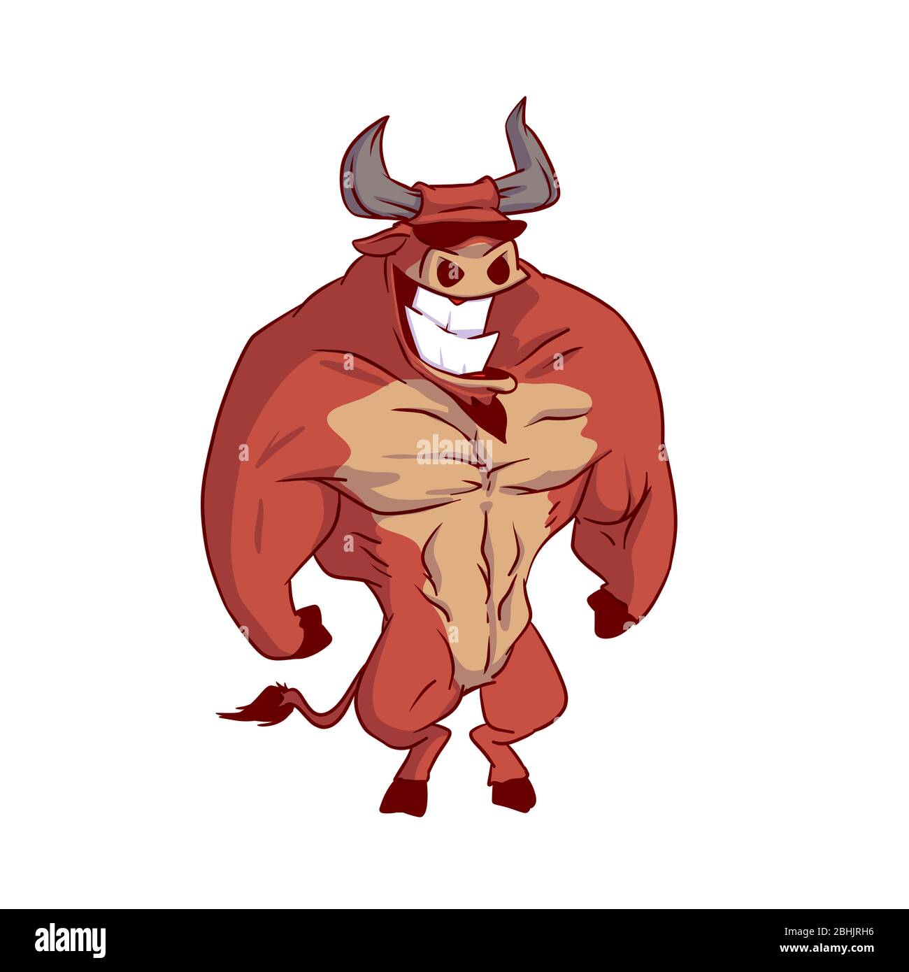Bunte Vektor-Illustration eines Comic-Comic muskulösen Stier mit Sonnenbrille Stock Vektor