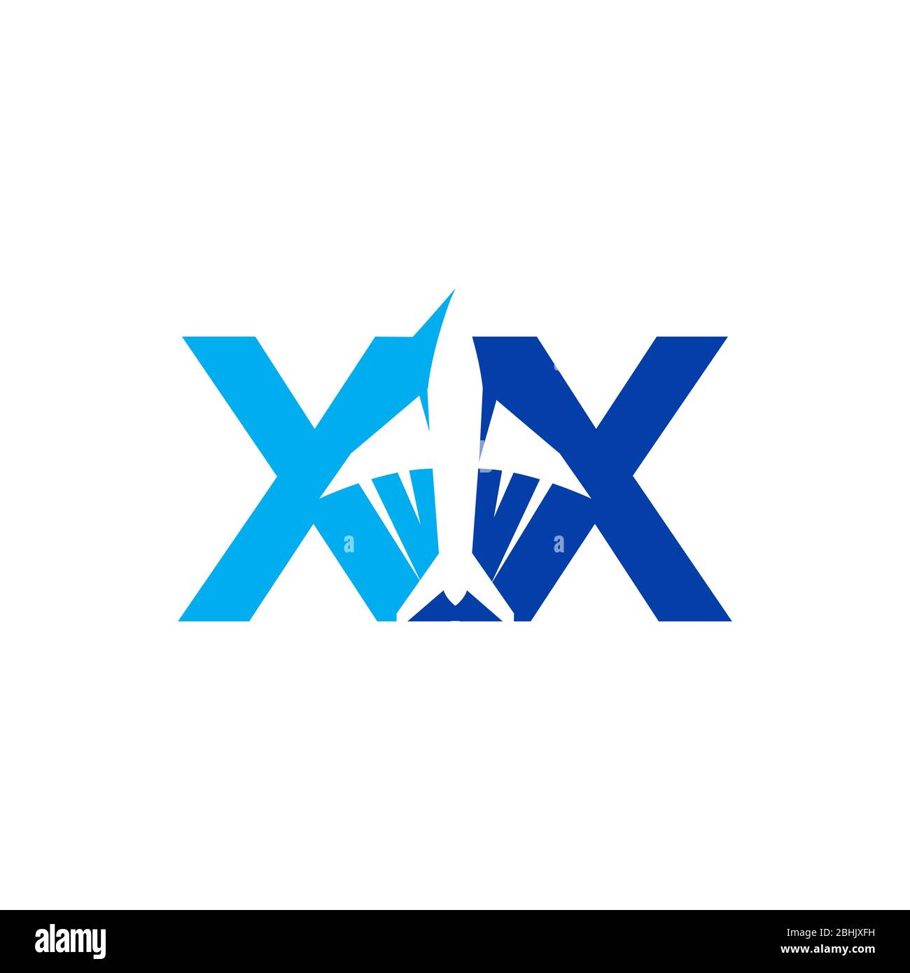 Kreativer Buchstabe XX Symbol Vektor mit Ebene in blauer Farbe. Buchstabensymbol xx für Ihr bestes Geschäftssymbol. Vektorgrafik EPS.8 EPS.10 Stock Vektor