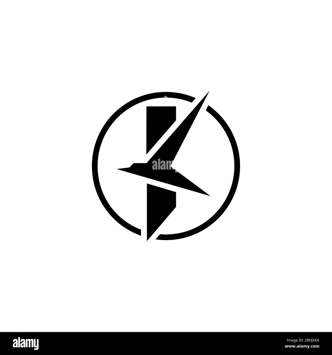 Silhouette fliegende Vogel-Logo, Form des Buchstabens K, Anfangsbuchstabe Logo Konzept Vorlage, auf weißem Hintergrund. Stock Vektor