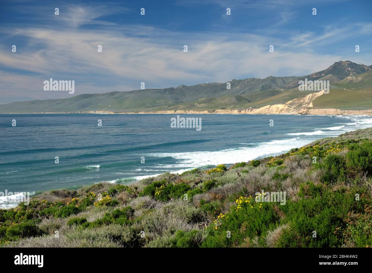 Die isolierte Pazifikküste am Jalama Beach in Santa Barbara County, Kalifornien Stockfoto
