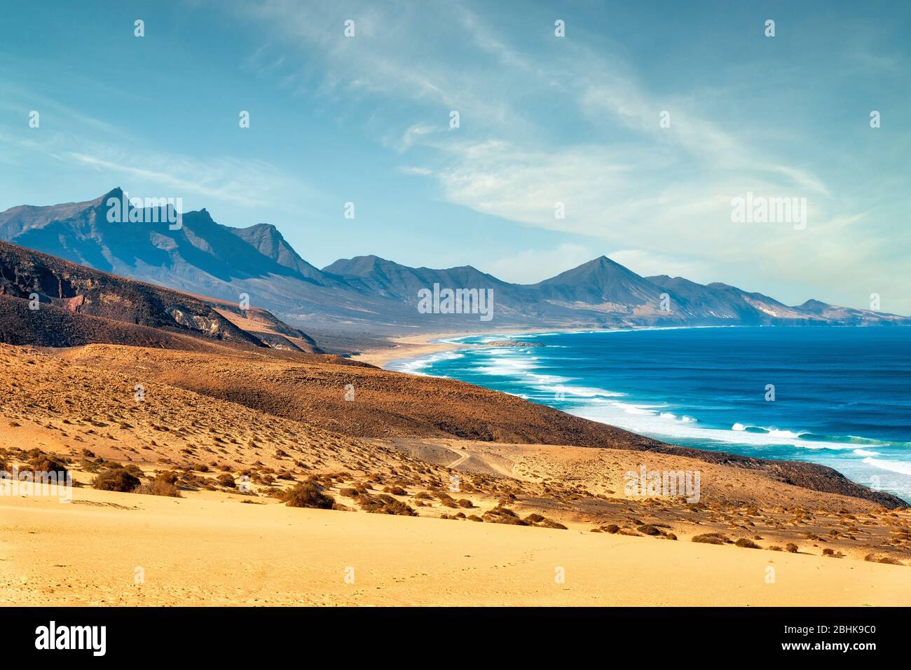 Playa Veril Manso im Jandia Nationalpark, Süd Fuerteventura, Spanien, Post-PROCESSED in HDR Stockfoto