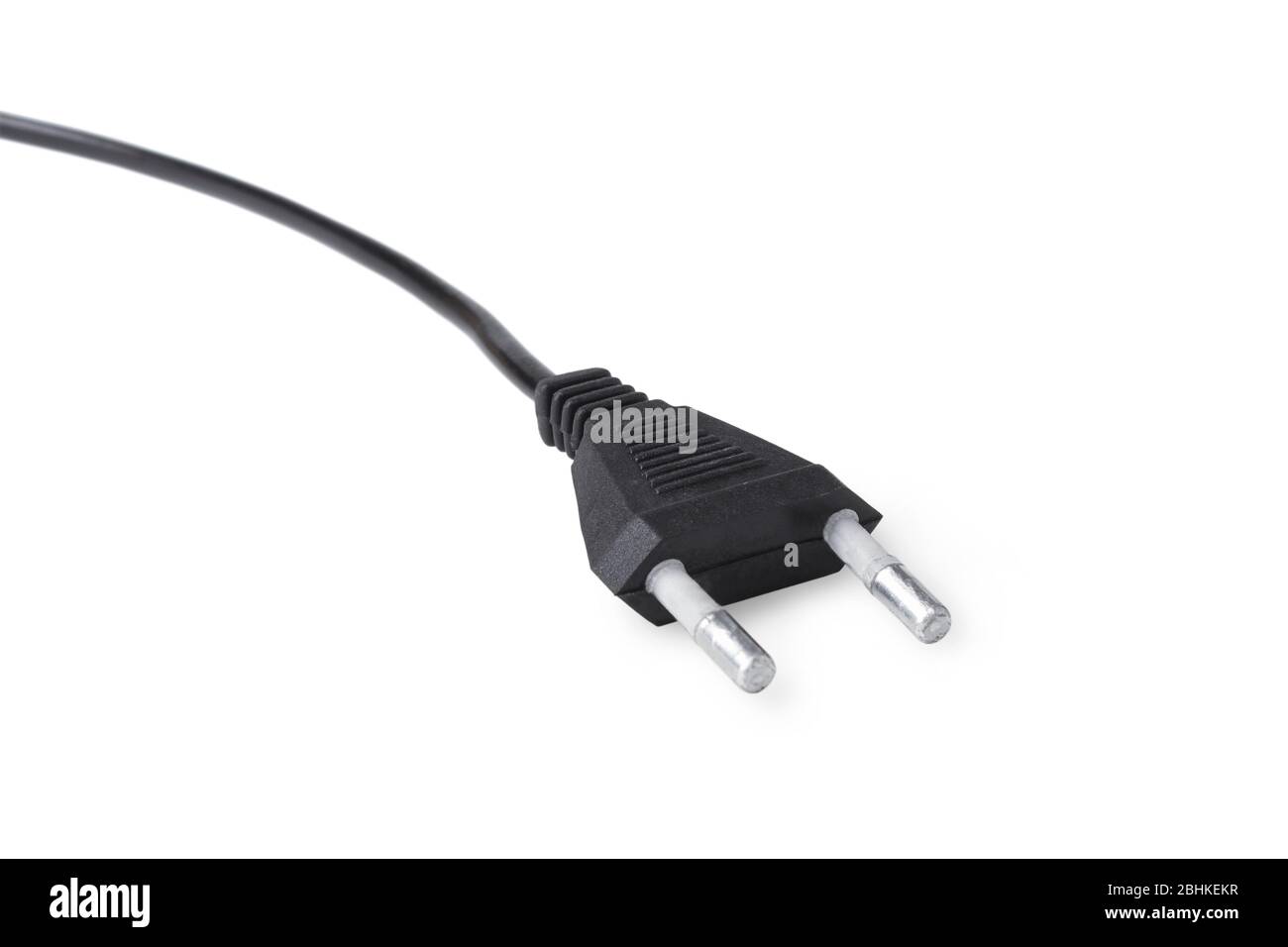Elektrischer Stecker mit Kabel isoliert auf weiß Stockfoto