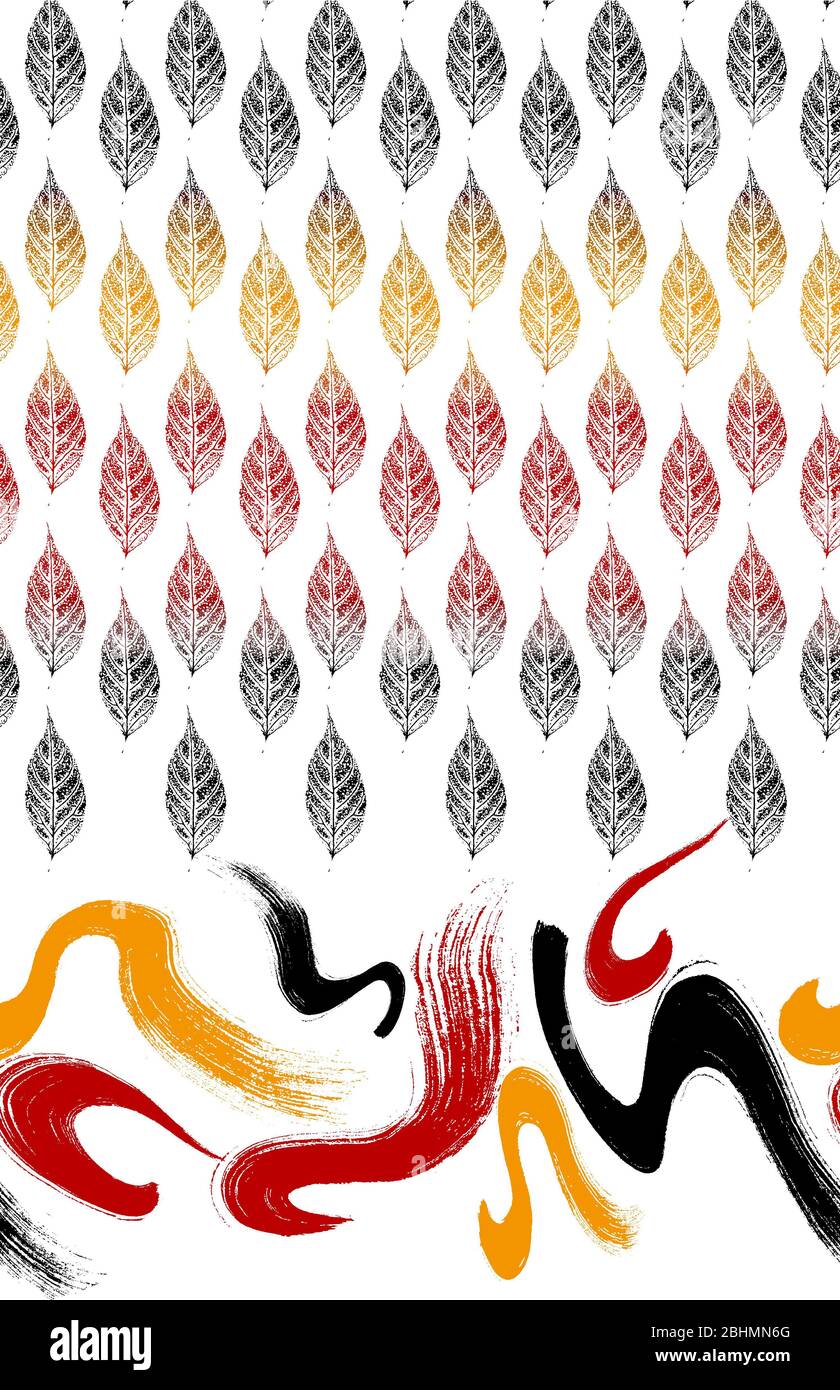 Abstraktes Design Muster mit Blättern Hintergrund Stockfoto