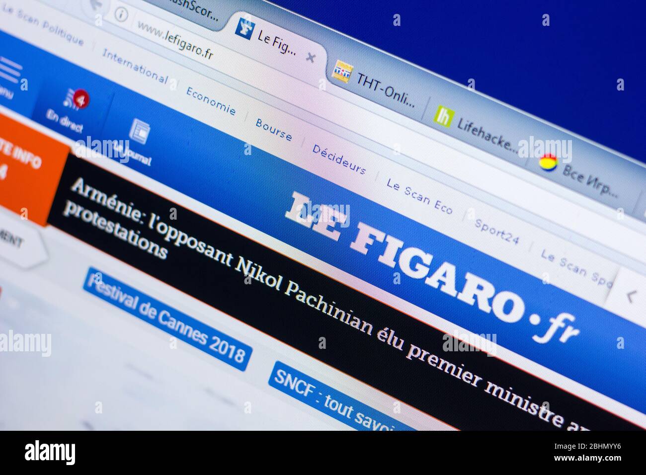 Rjasan, Russland - 08. Mai 2018: Lefigaro Website auf dem Display des PC, url - Lefigaro.fr Stockfoto