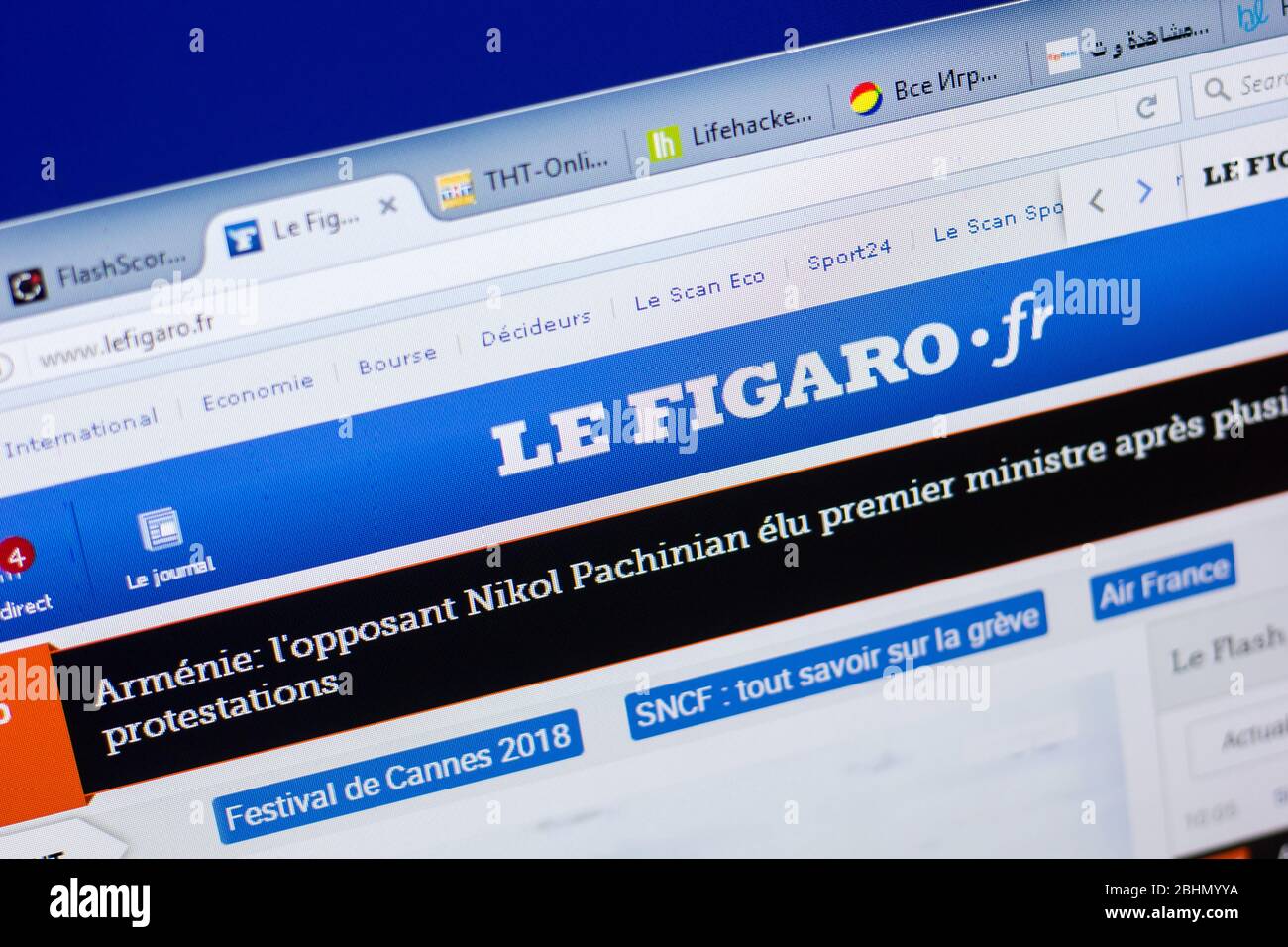 Rjasan, Russland - 08. Mai 2018: Lefigaro Website auf dem Display des PC, url - Lefigaro.fr Stockfoto