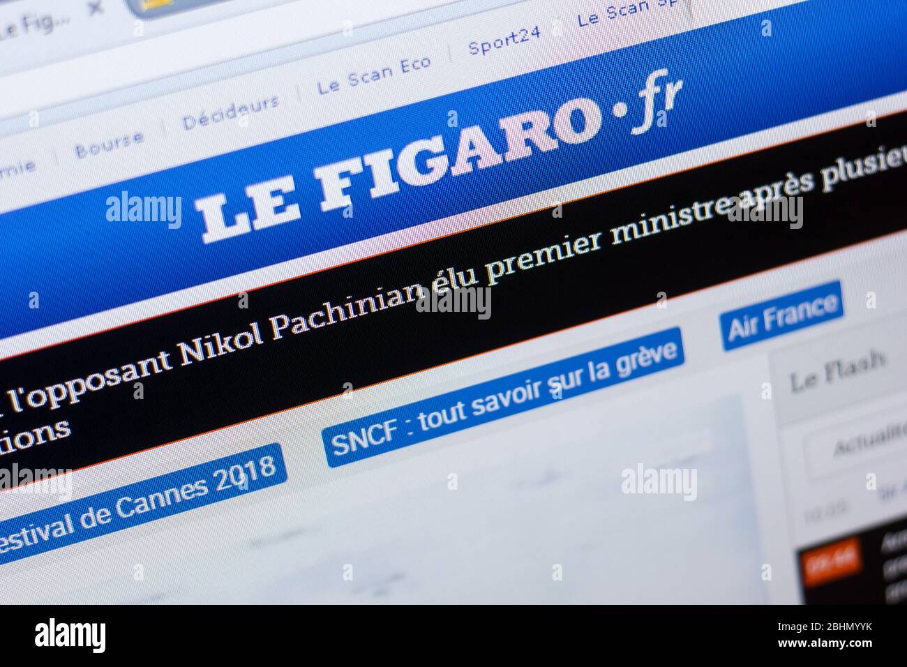 Rjasan, Russland - 08. Mai 2018: Lefigaro Website auf dem Display des PC, url - Lefigaro.fr Stockfoto