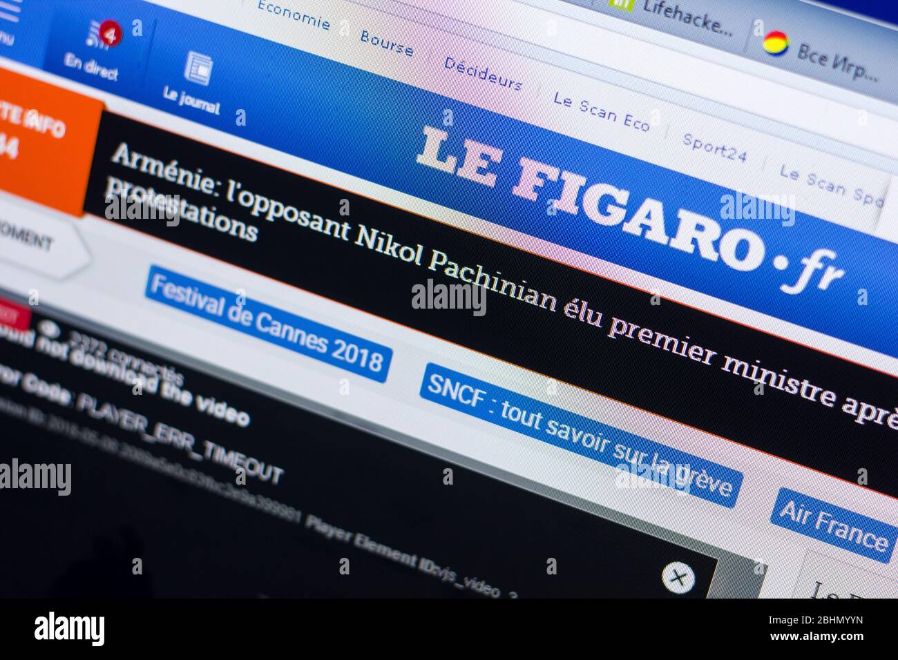 Rjasan, Russland - 08. Mai 2018: Lefigaro Website auf dem Display des PC, url - Lefigaro.fr Stockfoto