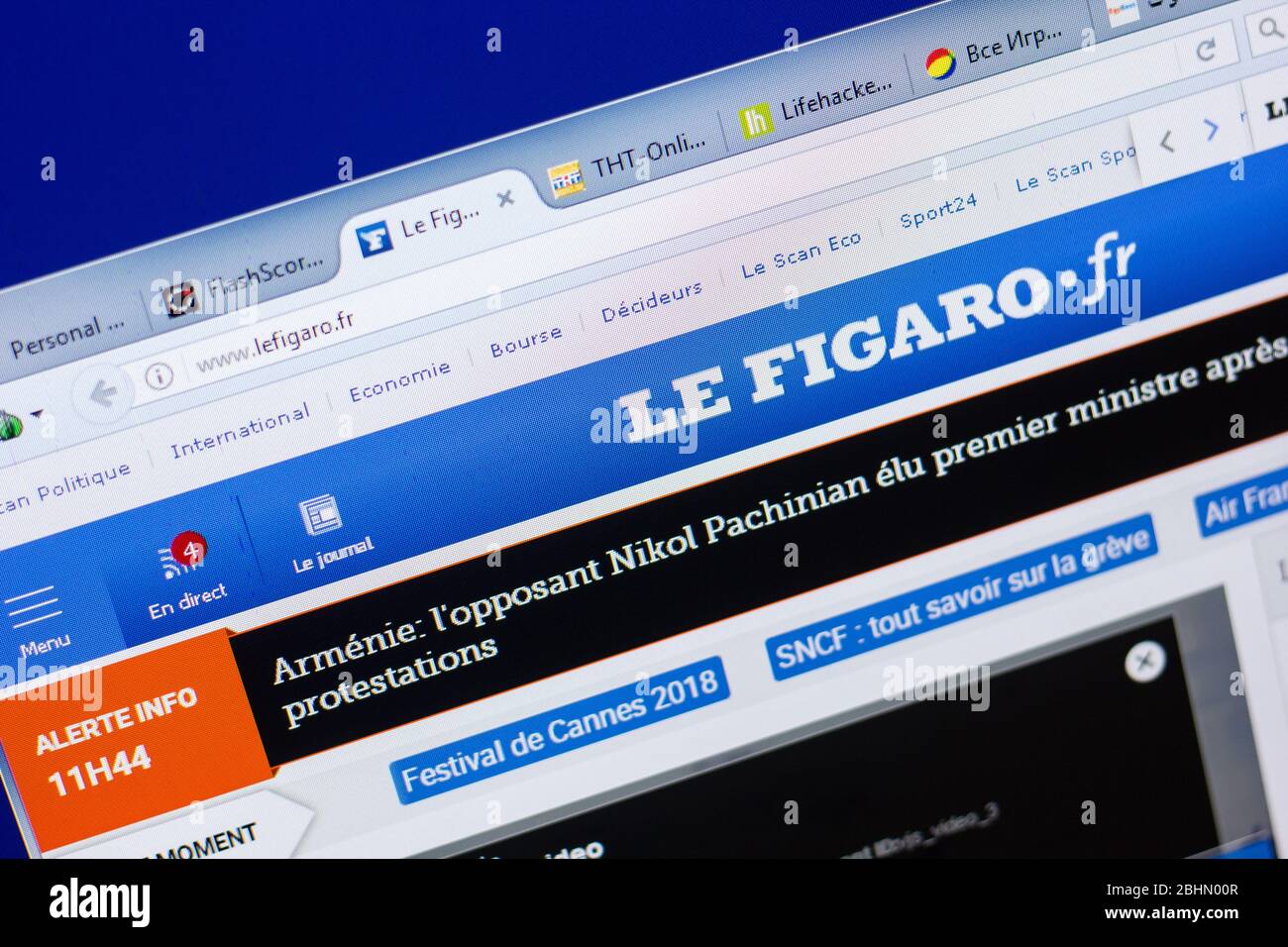 Rjasan, Russland - 08. Mai 2018: Lefigaro Website auf dem Display des PC, url - Lefigaro.fr Stockfoto