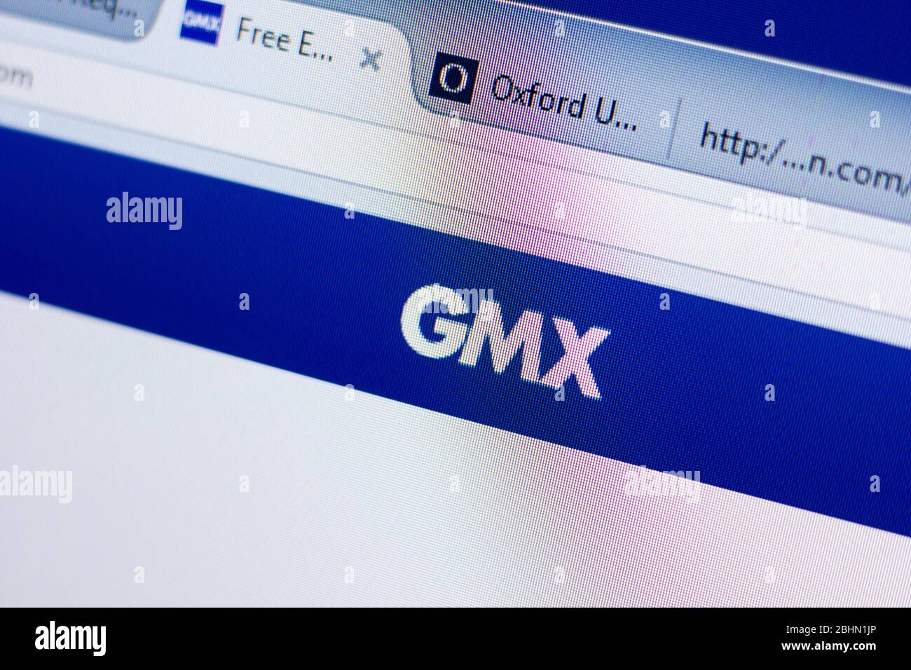 Rjasan, Russland - 08. Mai 2018: GMX-Website auf dem Display des PC, url - GMX.com Stockfoto