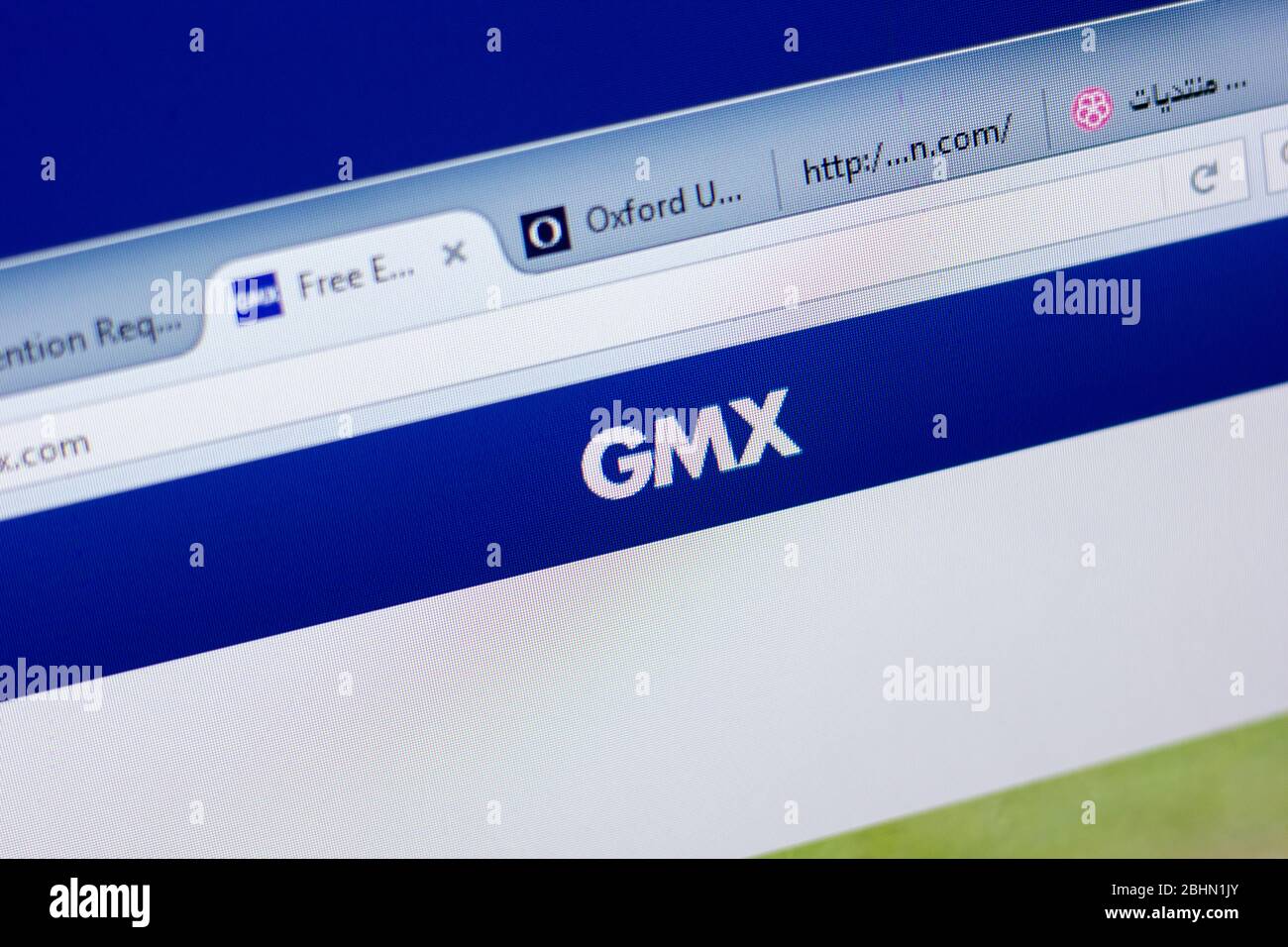 Rjasan, Russland - 08. Mai 2018: GMX-Website auf dem Display des PC, url - GMX.com Stockfoto