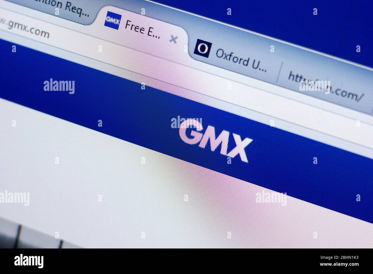 Rjasan, Russland - 08. Mai 2018: GMX-Website auf dem Display des PC, url - GMX.com Stockfoto