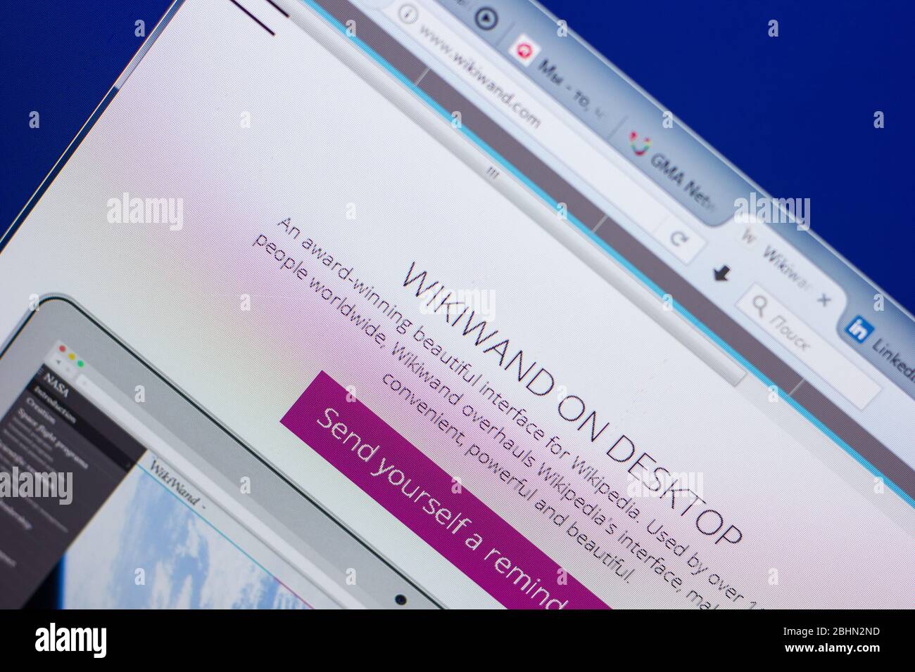 Rjasan, Russland - 13. Mai 2018: Wikiwand Webseite auf dem Display des PC, url - Wikiwand.com Stockfoto