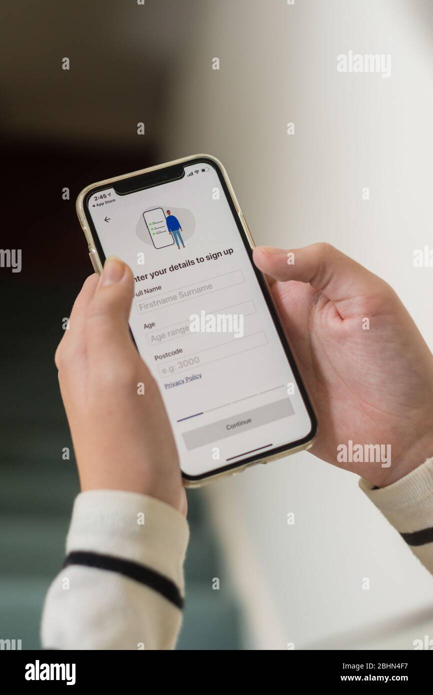 Sydney, Australien - Montag, 27. April: Die neue Covid19 Tracing App, COVIDSafe, wird in Australien eingeführt Stockfoto