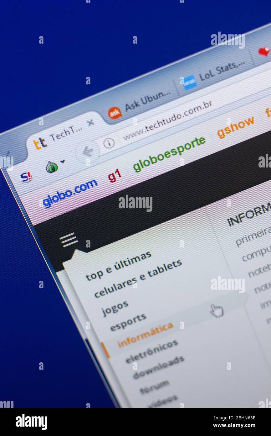 Rjasan, Russland - 13. Mai 2018: TechTudo Website auf dem Display des PC, url - TechTudo.com.br Stockfoto
