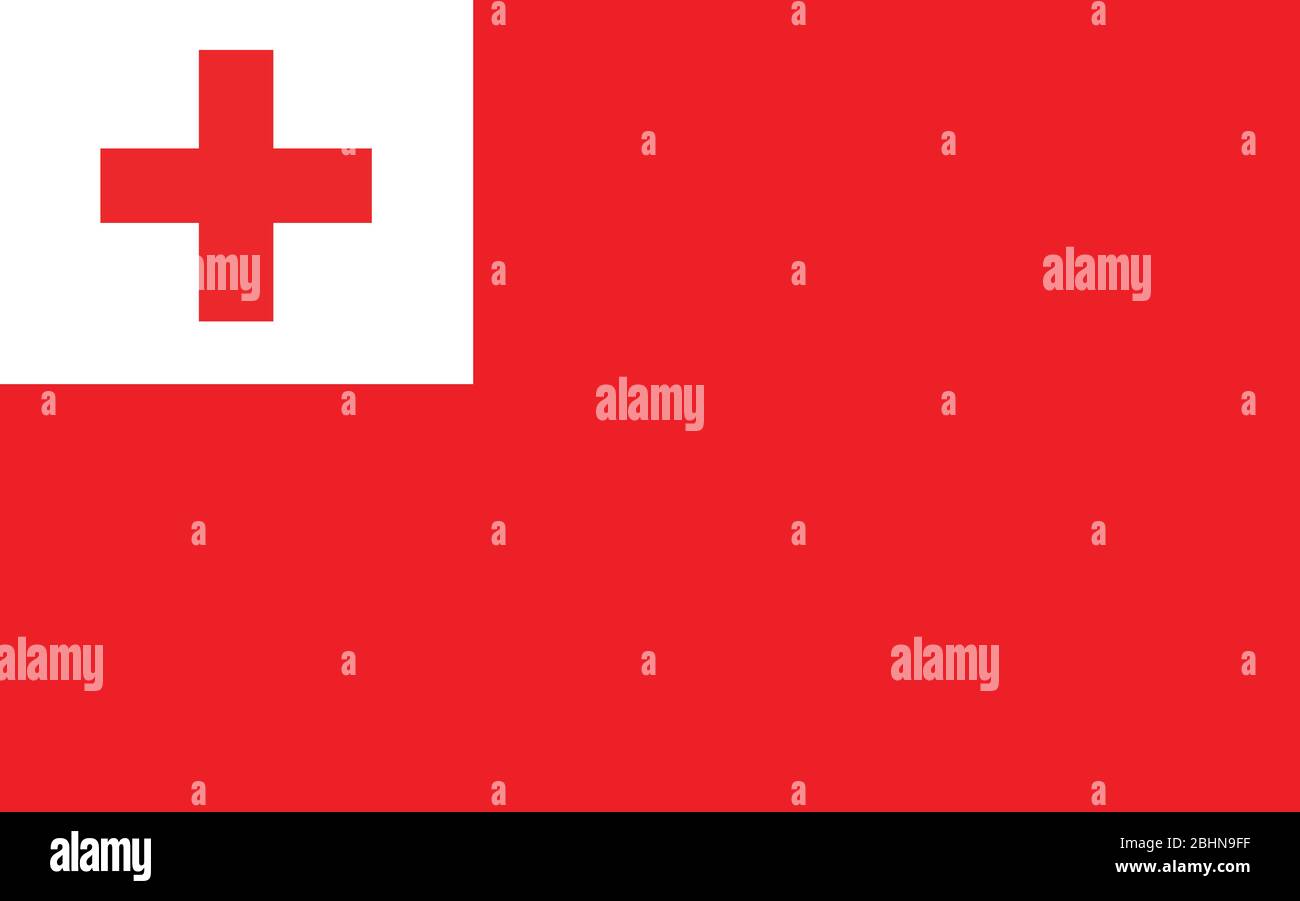 Tonga Flag Vektorgrafik. Rechteckige Tongan Flag Illustration. Die Flagge Tonga ist ein Symbol für Freiheit, Patriotismus und Unabhängigkeit. Stock Vektor
