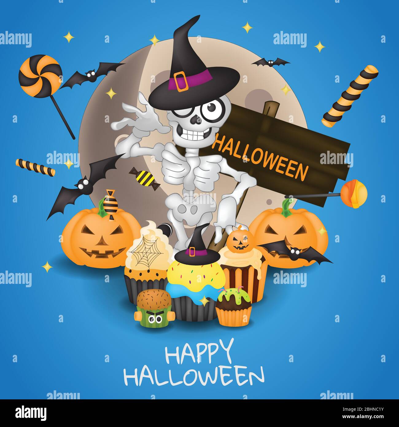 Nette Halloween Zeichen Vektor Vorlage Illustration. Stock Vektor