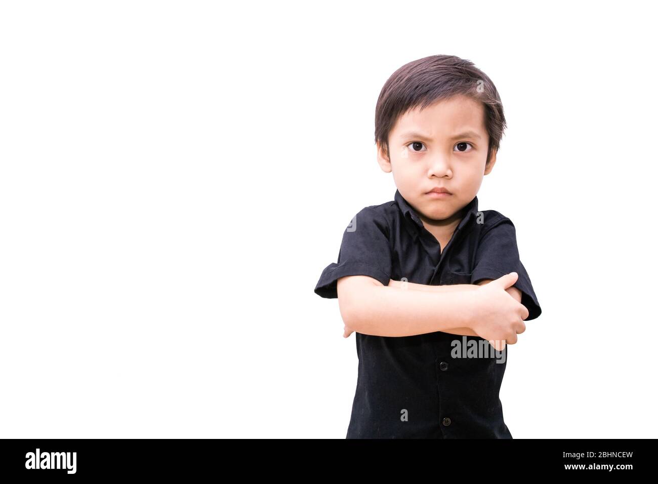 Wütend asien Kind Junge isoliert Stockfoto