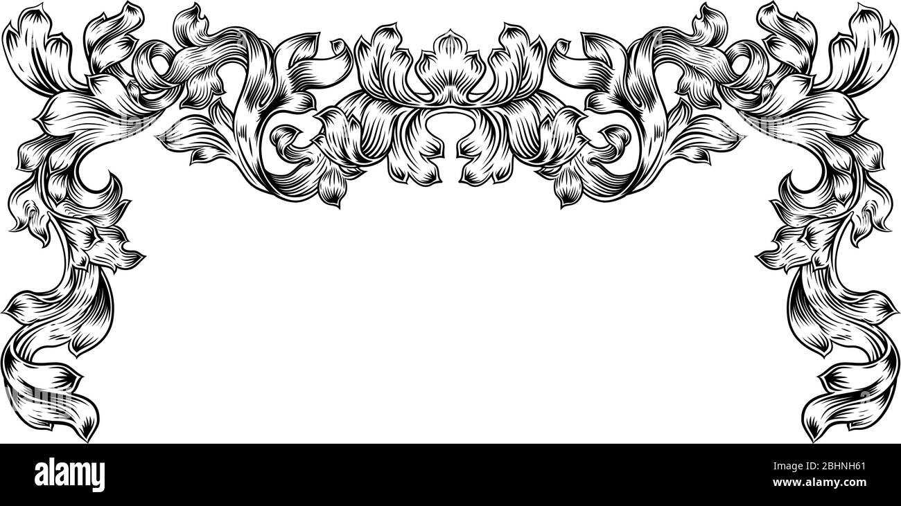 Border Pattern Scroll Blatt Barock Vintage Motiv Stock Vektor