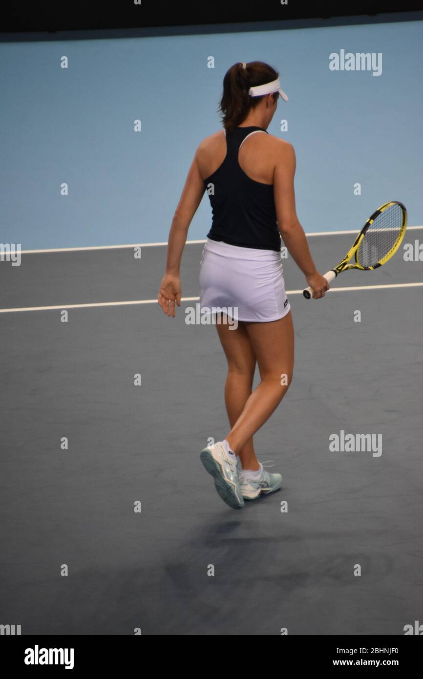 Johanna Konta aus Großbritannien in der Copper Box Arena London, Olympiapark für den Frauen-Tennis FED CUP 2019 Team GB am 20. April Stockfoto