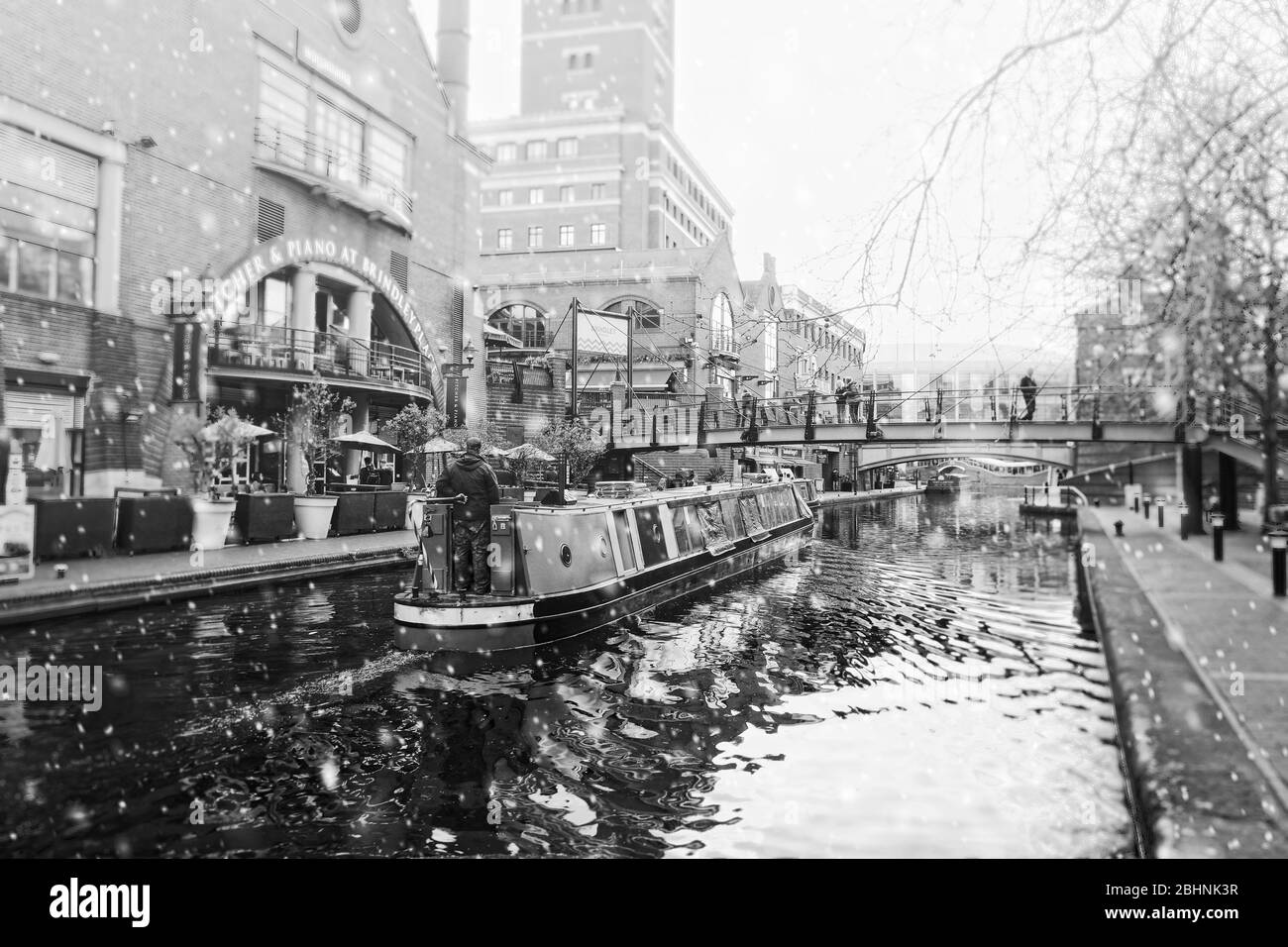 Schnee auf den Kanälen von Birmingham Stockfoto