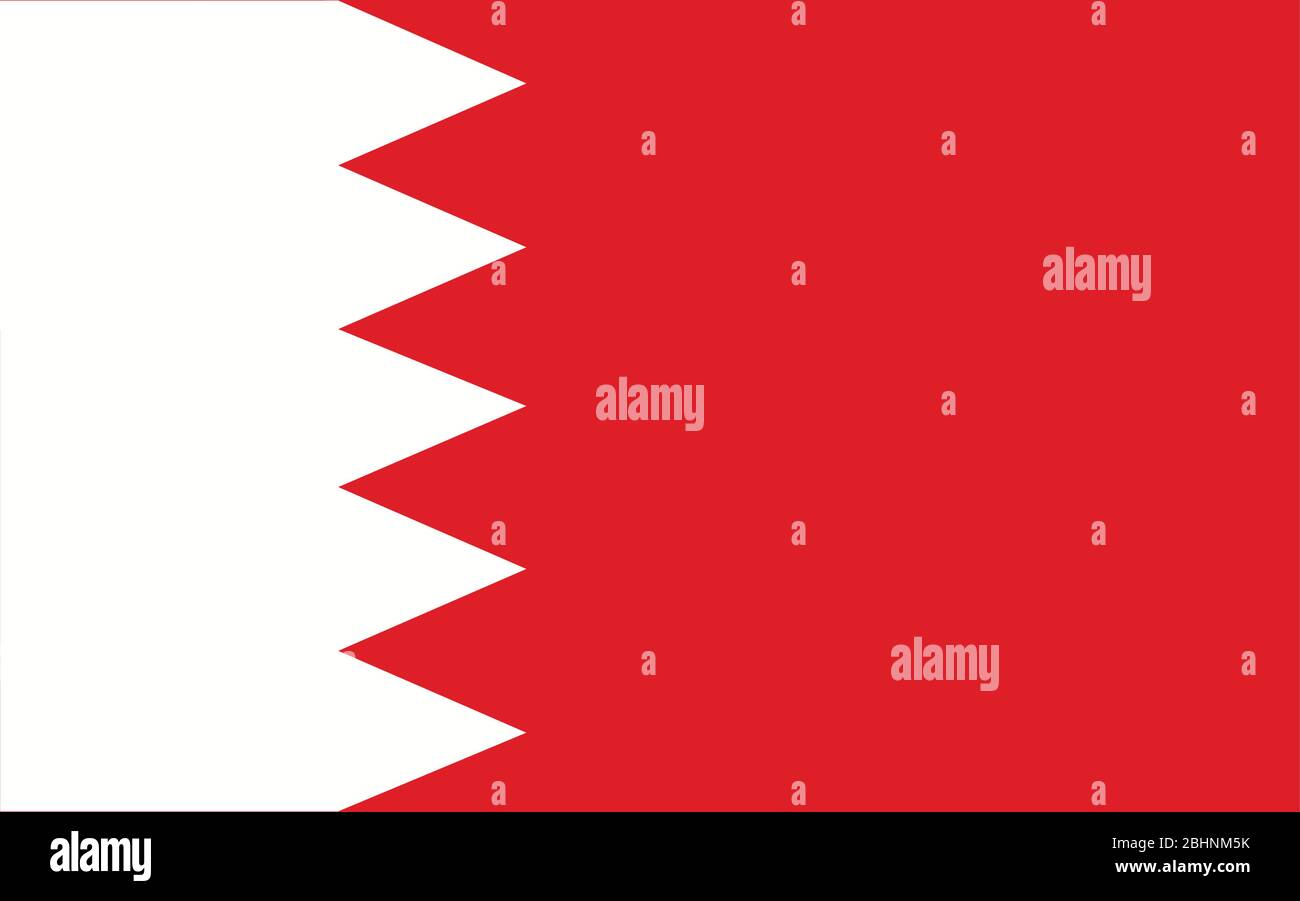 Bahrain Flagge Vektorgrafik. Rechteckige Bahraini-Flagge Illustration. Die Flagge des Landes ist ein Symbol für Freiheit, Patriotismus und Unabhängigkeit. Stock Vektor