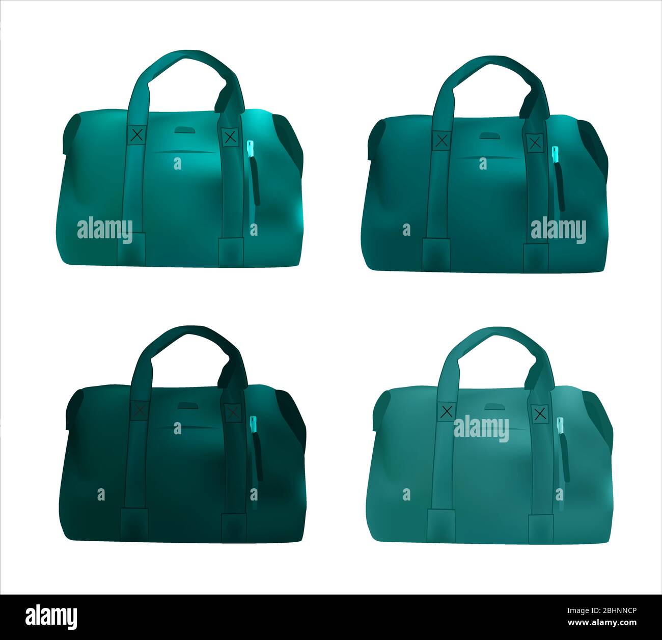 Große Ledertasche. Blaue Tasche isoliert auf weißem Hintergrund. Vektorgrafik. Reisezubehör.. Stock Vektor