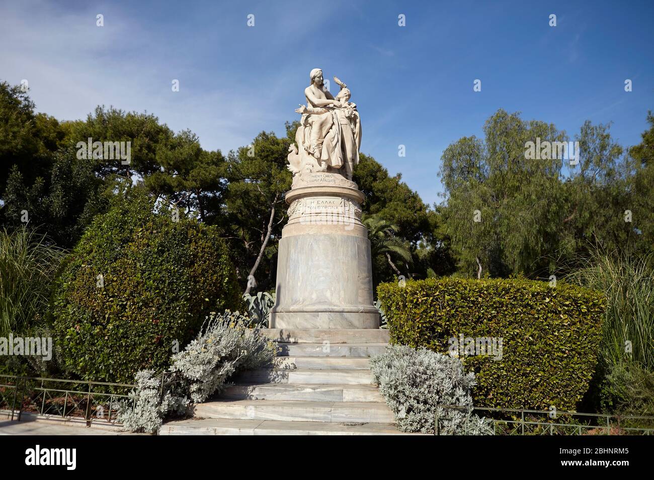 Lord Byron, Statue auf nationaler Garten von Athen Stockfoto