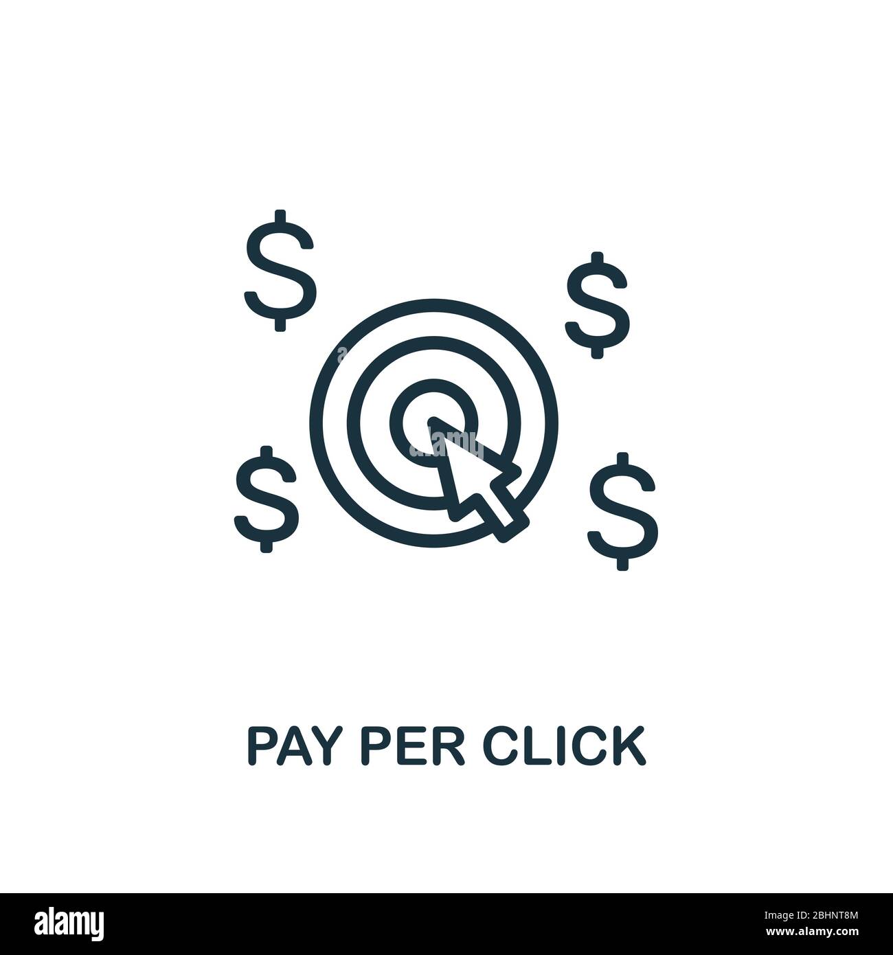 Symbol „Pay per Click“. Linie Stil einfaches Element aus E-Commerce-Icons Sammlung. Pixel Perfect einfaches Pay-per-Click-Symbol für Webdesign, Apps, Software Stock Vektor
