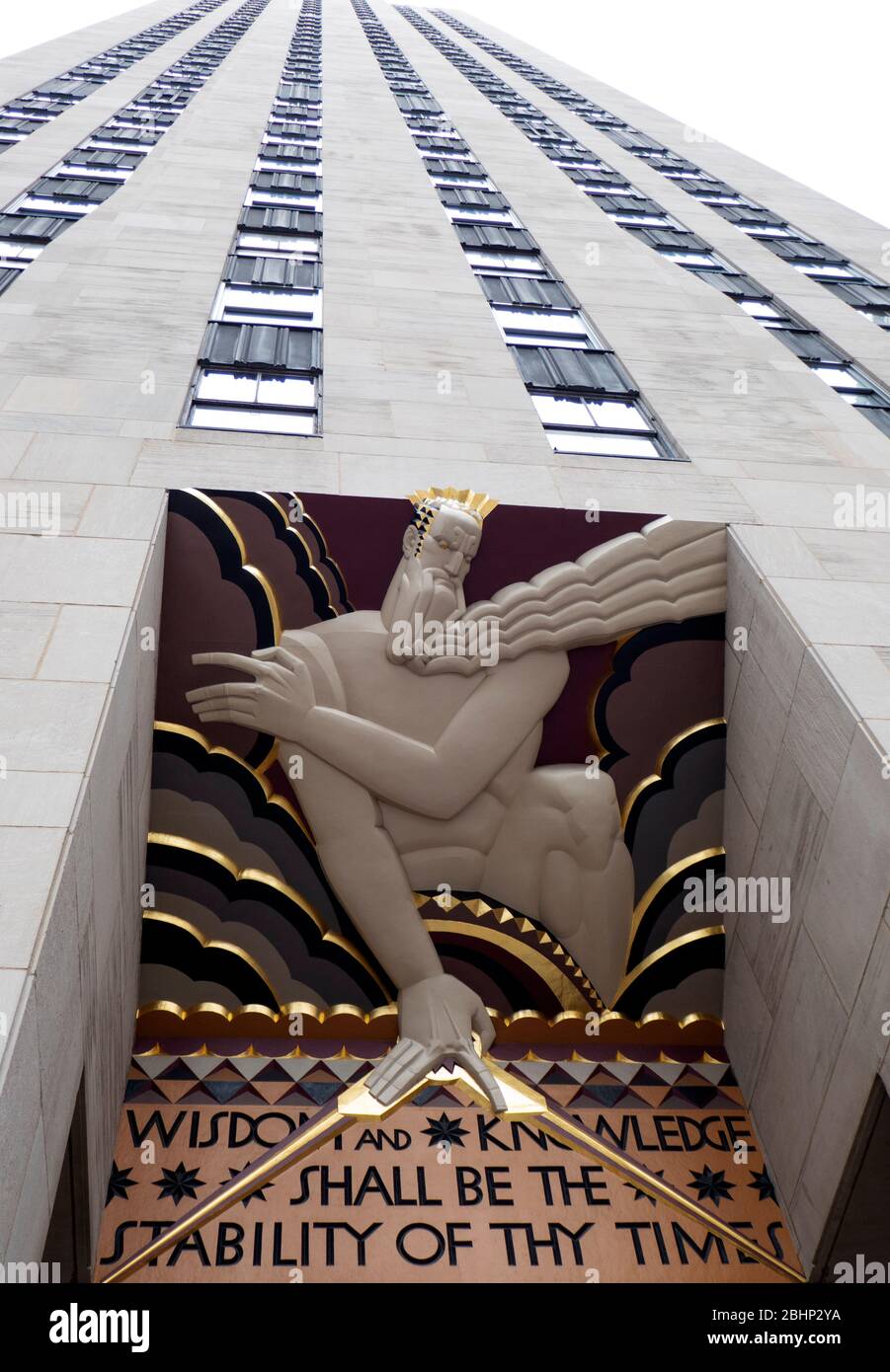 Weisheit und Wissen General Electric Building Fassade, Rockefeller Center, NYC, USA Stockfoto