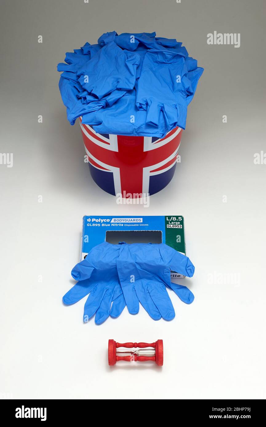 PSA-Handschuhe laufen aus Stockfoto