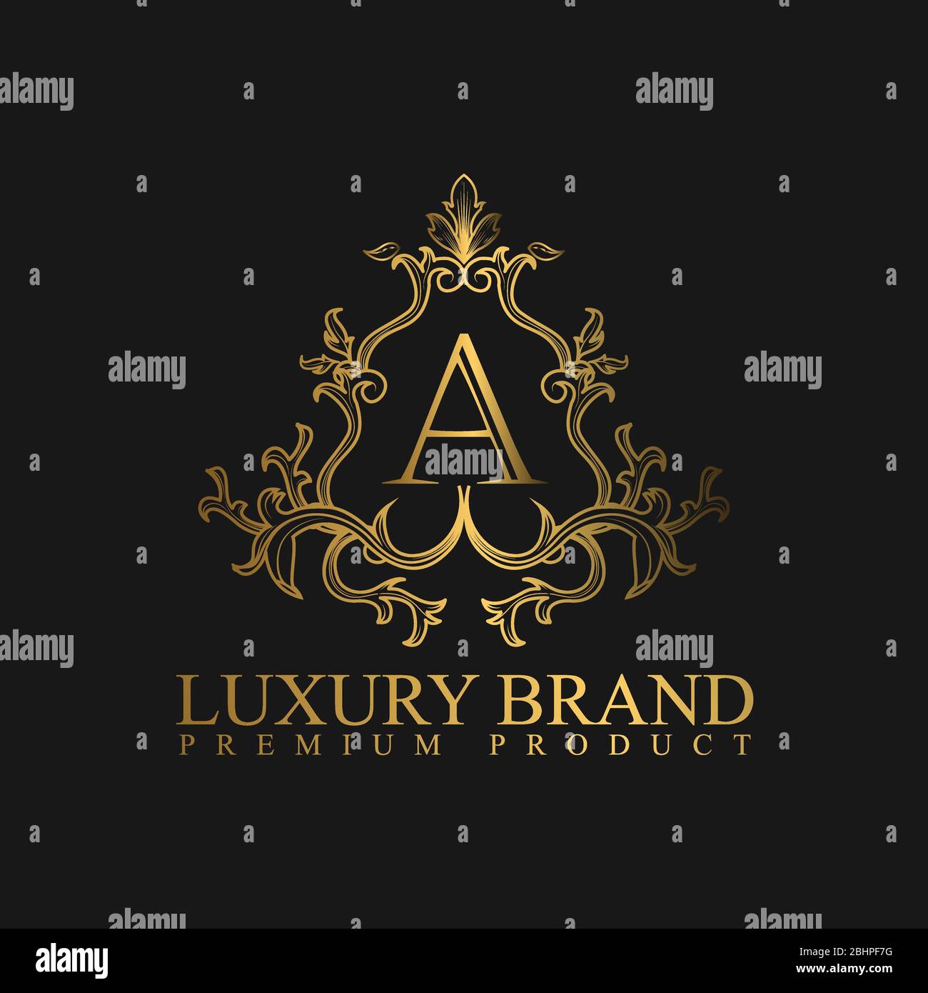 Logo Luxus mit goldenen Farbe. Royal Marke für luxuriöse Unternehmen Stock Vektor