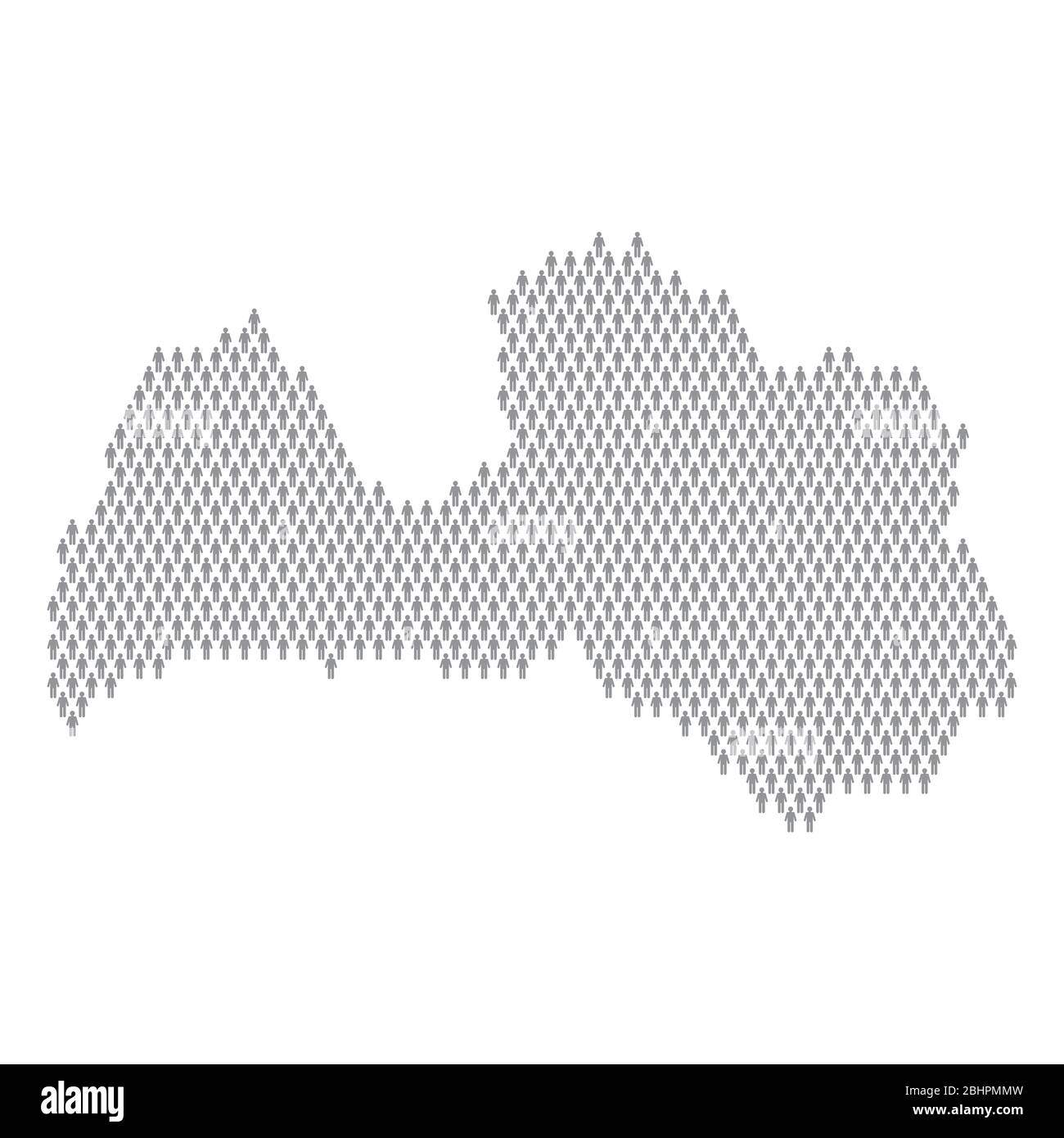 Infografik zur lettischen Bevölkerung. Karte aus Stick Figur Menschen gemacht Stock Vektor