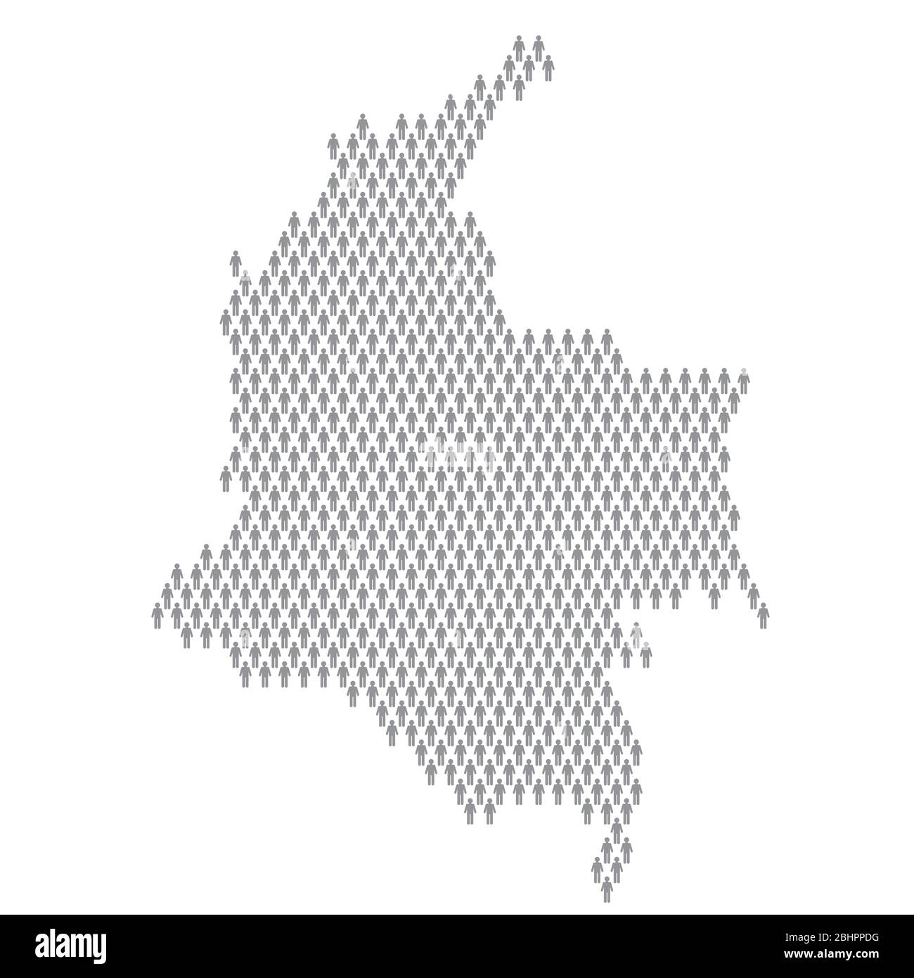 Infografik zur kolumbianischen Bevölkerung. Karte aus Stick Figur Menschen gemacht Stock Vektor