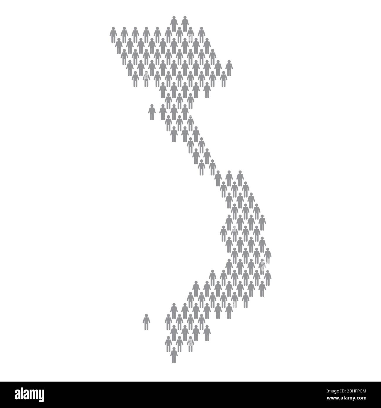 Infografik zur Bevölkerung Vietnams. Karte aus Stick Figur Menschen gemacht Stock Vektor