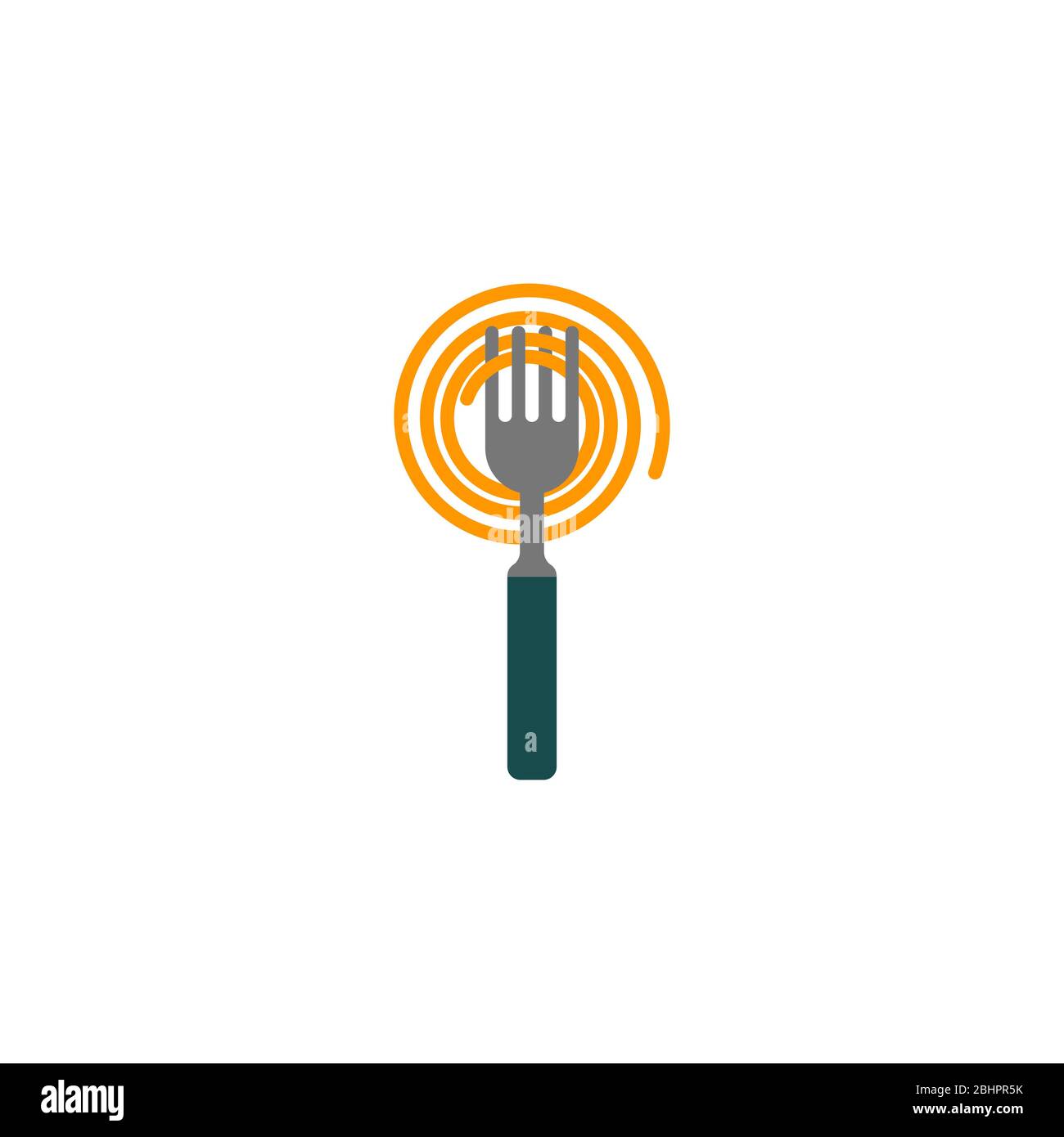 Gabel und Pasta minimales Logo, Pasta Symbol, italienische Küche, Menüelement mit Spaghetti, Vektor Grafik flaches Symbol Stock Vektor