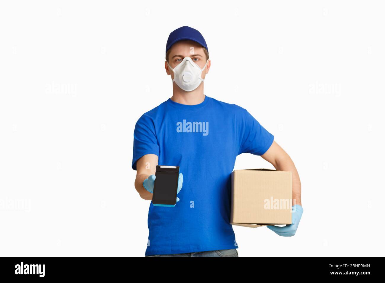 Einfache Bezahlung durch kontaktlose Methoden in Quarantäne Stockfoto