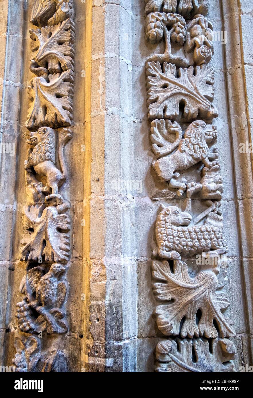 Entlastet en piedra. Catedral de Santa María. Astorga. León. Castilla León. España. Stockfoto