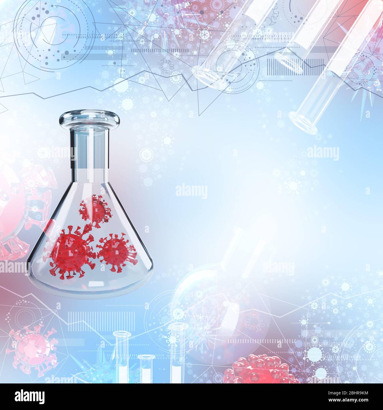 Antivirale Arzneimittelforschung hellblau abstrakte 3d-Illustration Stockfoto
